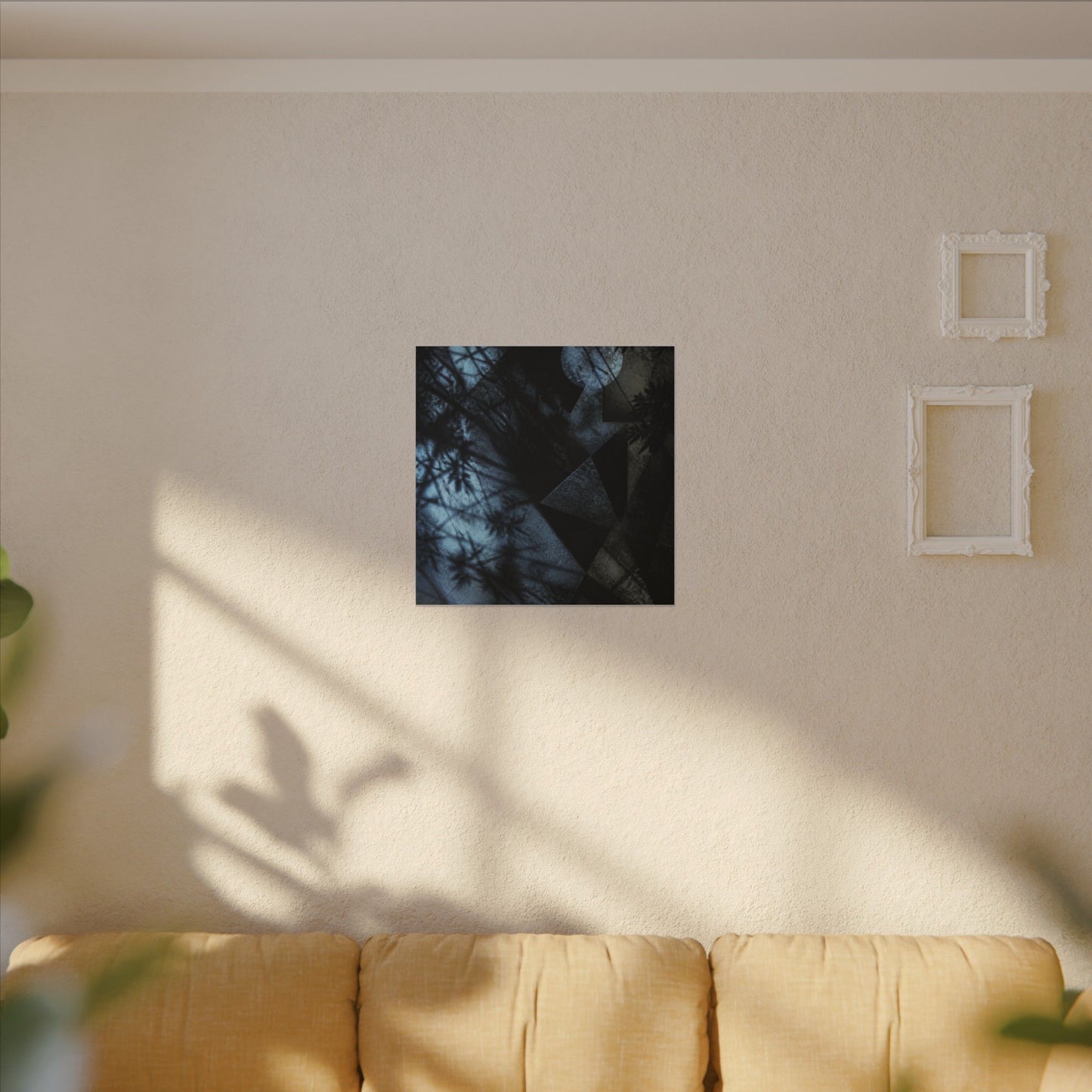 Shadow Play Winter Canvas Art | Dark Japandi Luxurious Design