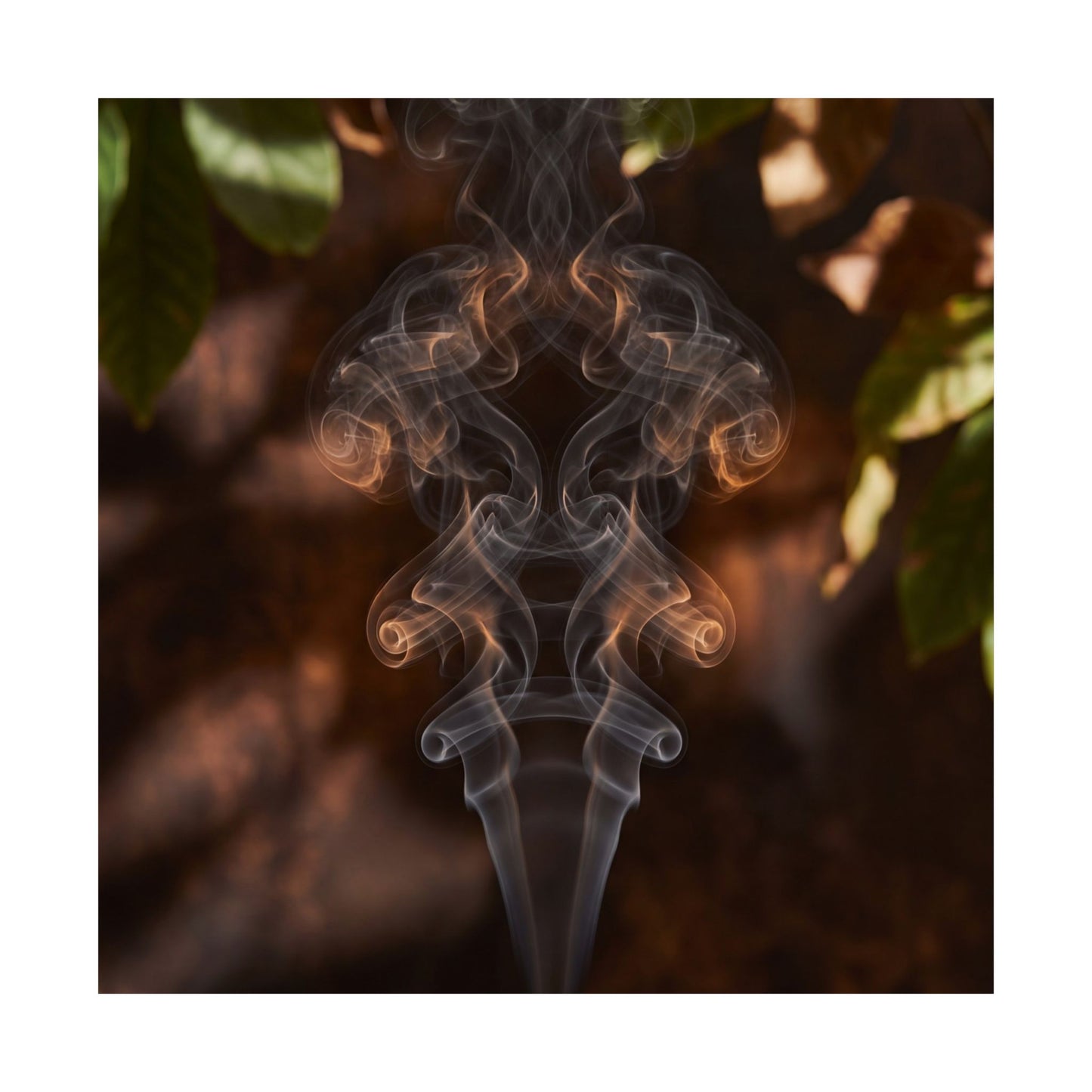 Dark Japandi Incense Smoke in Dappled | Shadow Zen Wall Art Print