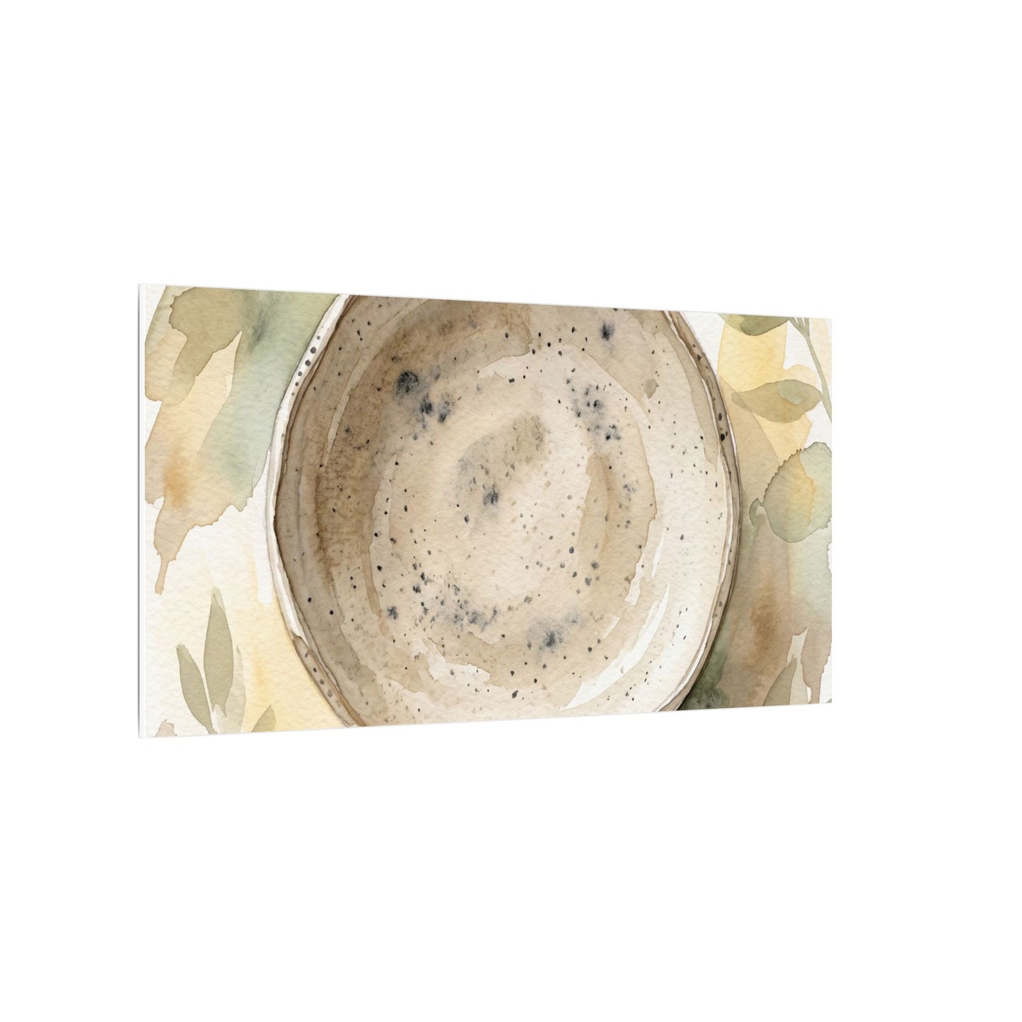Ceramic Bowl Watercolor Canvas Art | Warm Japandi Art