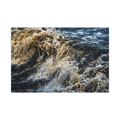 Ocean Wave Winter Canvas Art | Kintsugi Artful Design