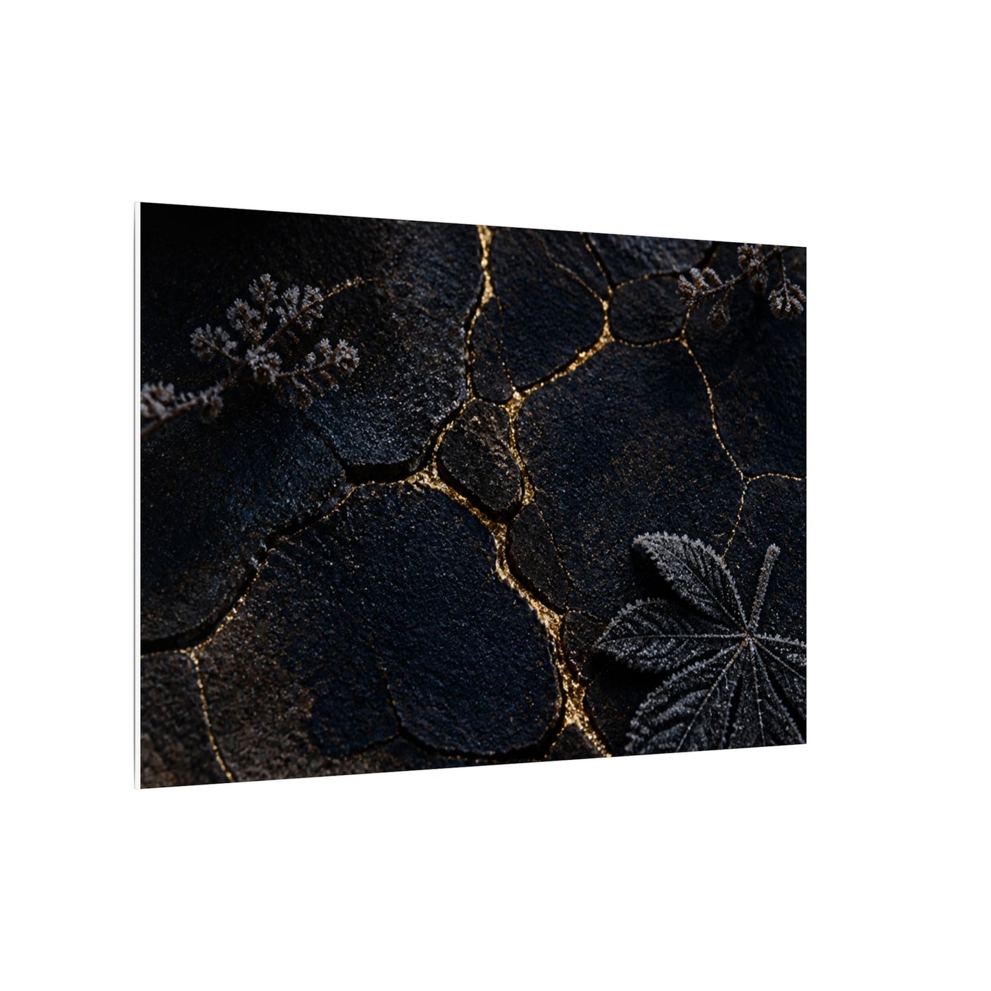 Candlelight Cracked Earth Canvas Art - Dark Japandi Ma