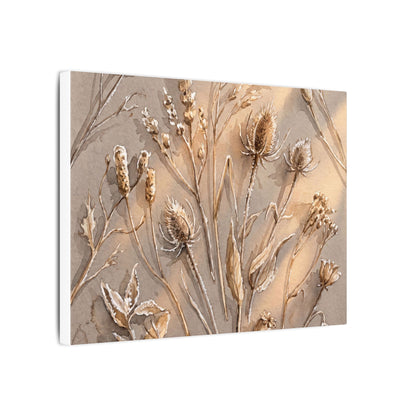 Japandi Dried Flowers in Golden Hour | Watercolor Canvas Art