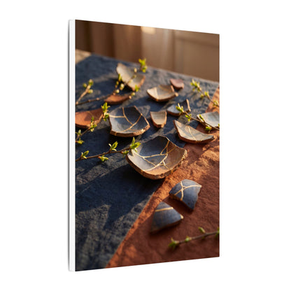 Spring Broken Pottery Gold Vein Canvas Art | Philosophical Decor