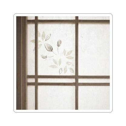 Shoji Screen Japanese Pattern Sticker | Earthy Japandi Art