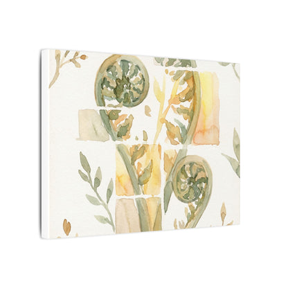 Earthy Fern Unfurling Canvas Art - Watercolor Japandi