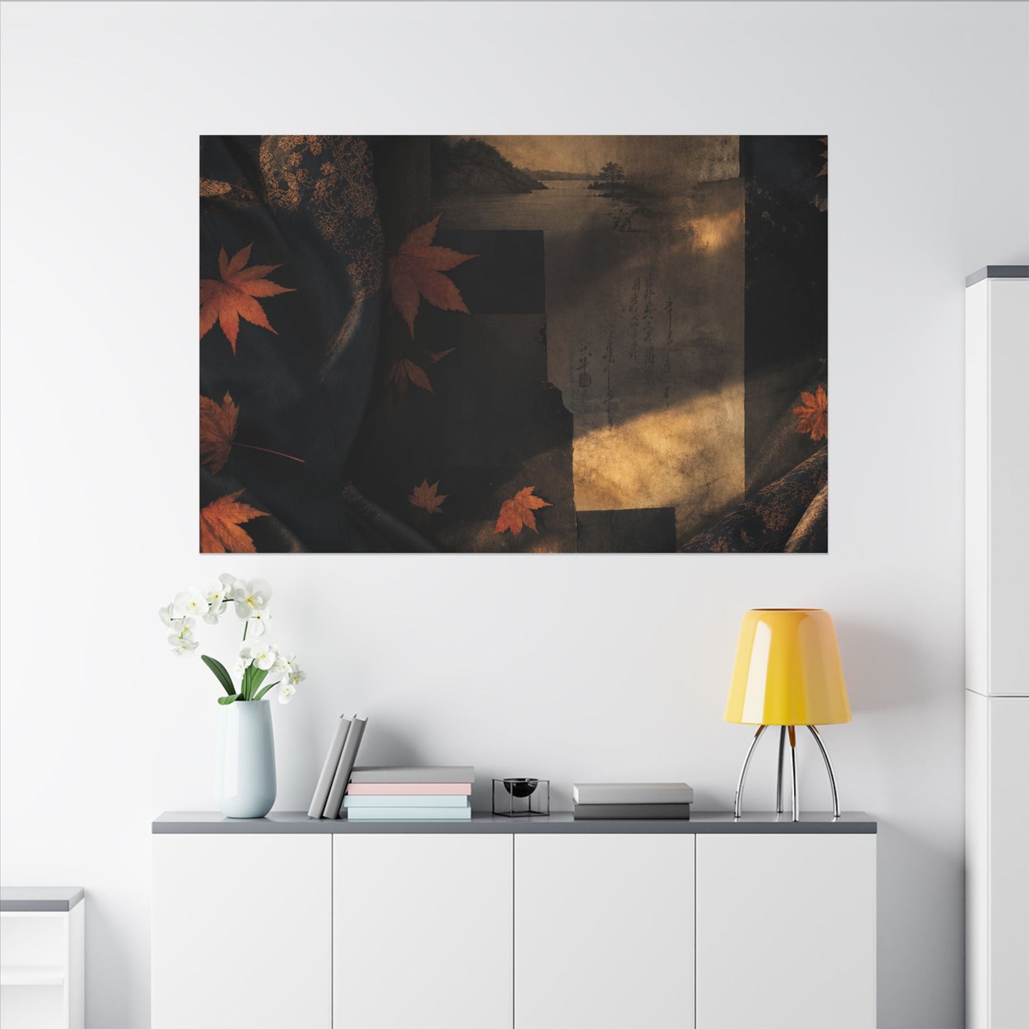 Autumn Silk Drape Shadow Zen Canvas Art | Bold Decor