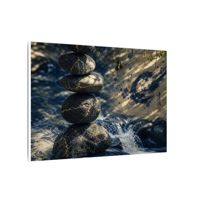 Kintsugi River Stones in Dappled | Broken Beauty Canvas Art