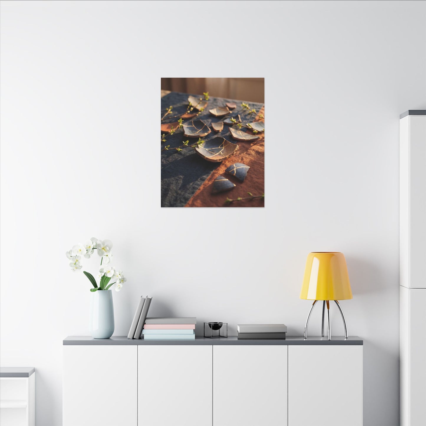 Spring Broken Pottery Gold Vein Canvas Art | Philosophical Decor