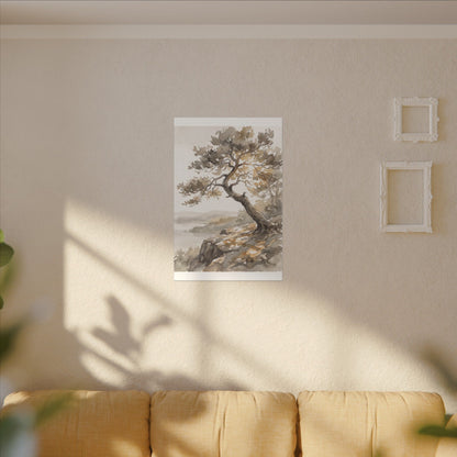 Pine Tree Watercolor Canvas Art | Elegant Japandi Art