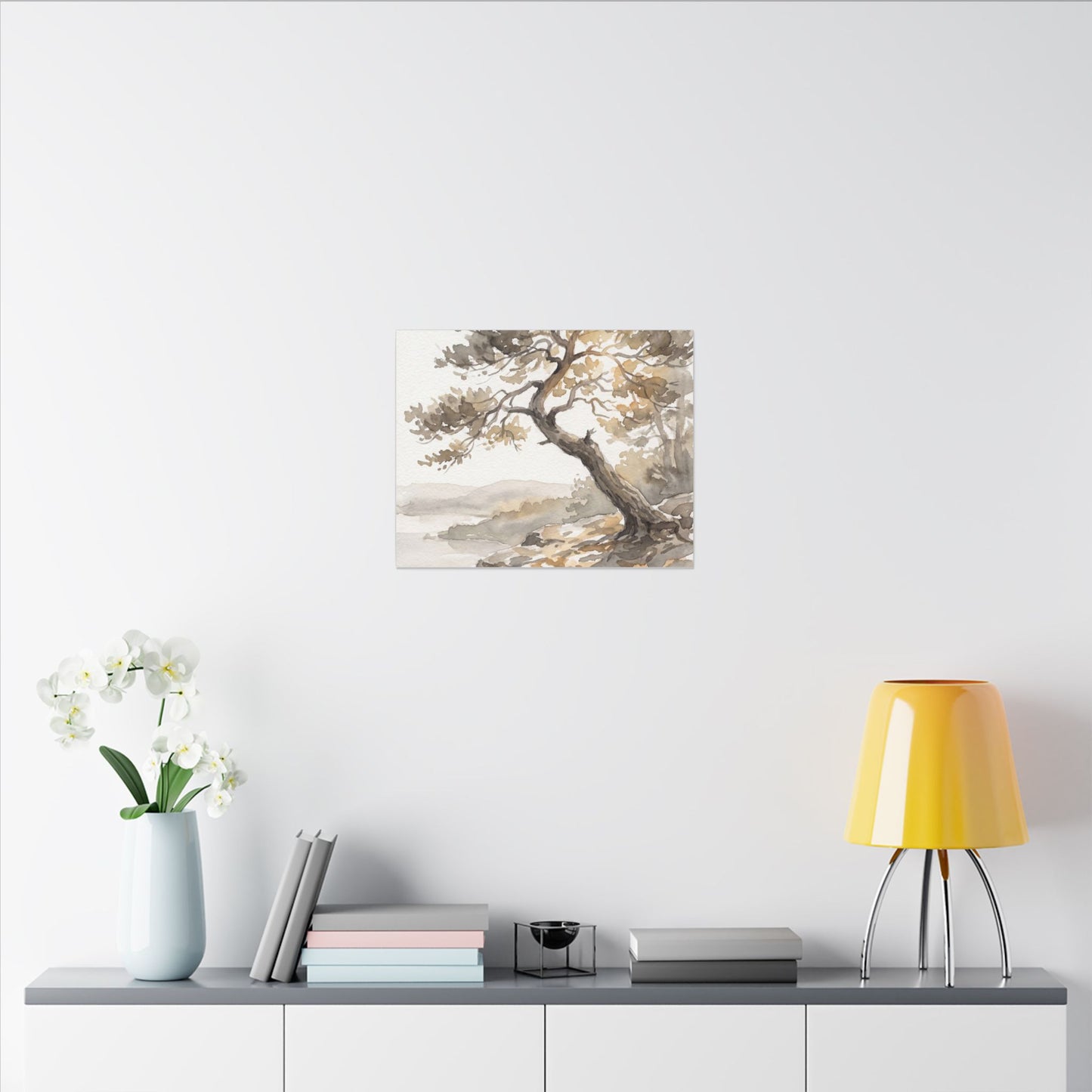 Pine Tree Watercolor Canvas Art | Elegant Japandi Art