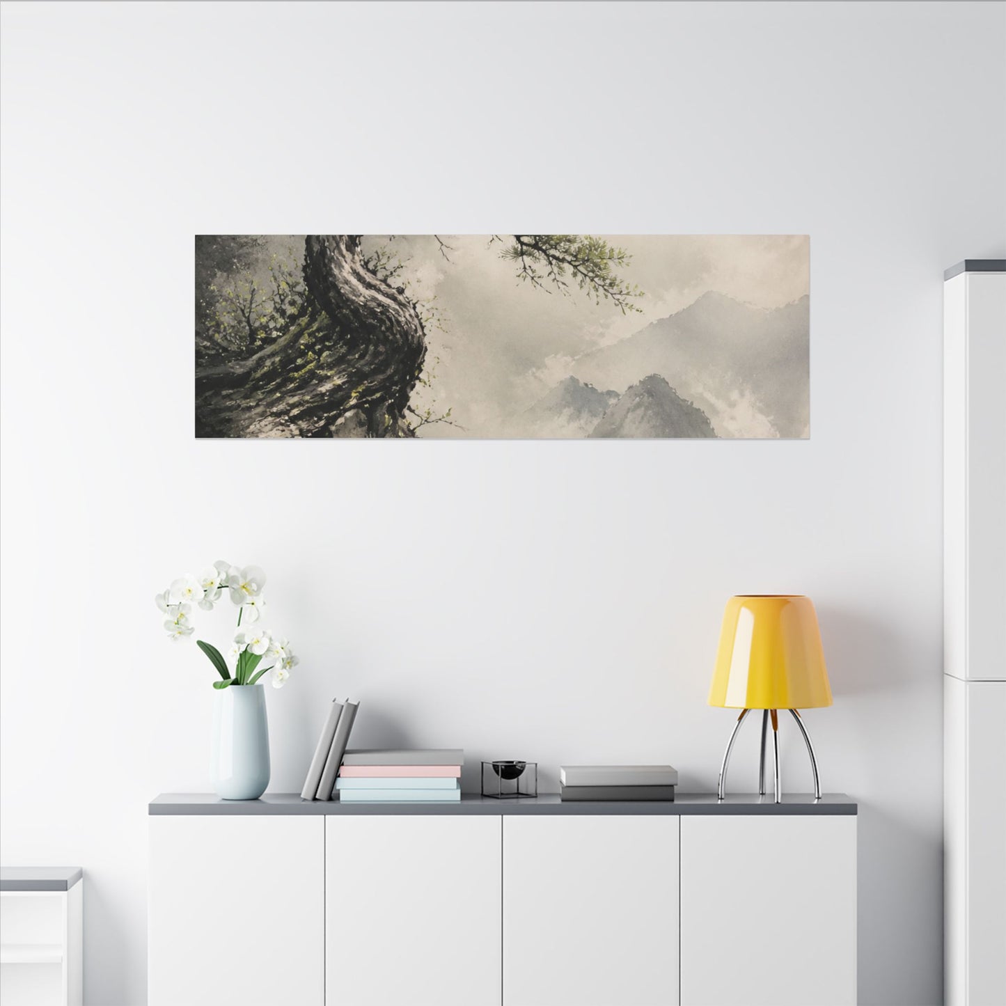 Spring Pine Tree Watercolor Canvas Art | Warm Decor