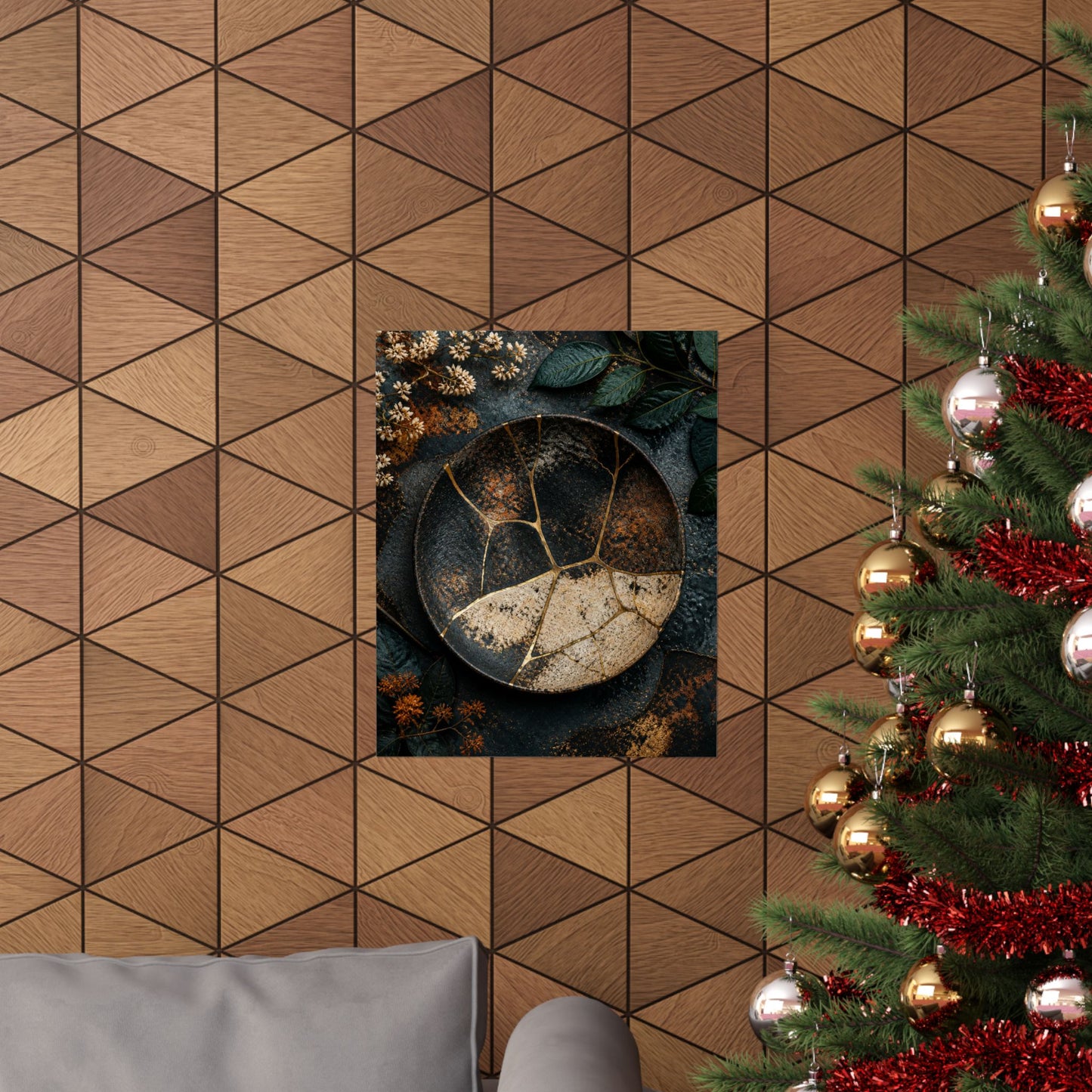 Kintsugi Rust Patina in Dawn | Gold Repair Wall Art Print