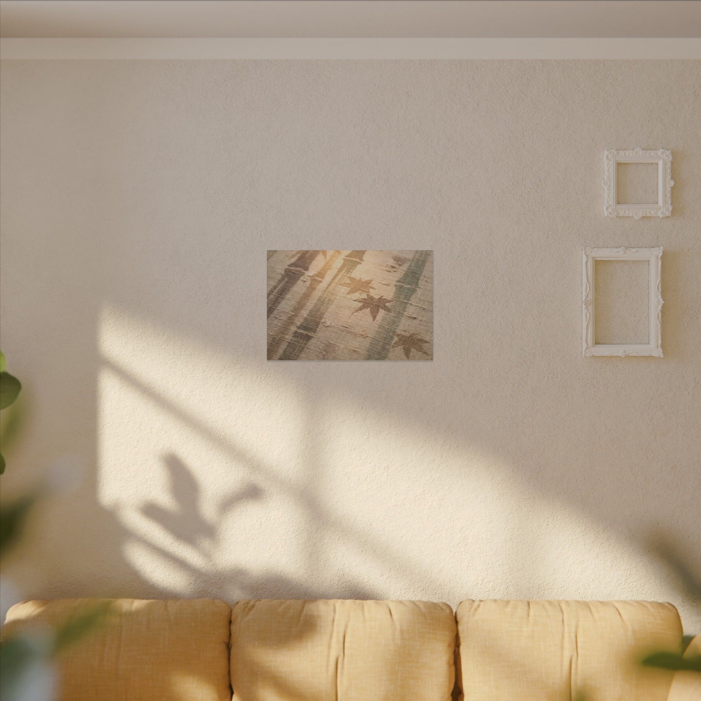 Autumn Bamboo Grove Japanese Pattern Canvas Art | Neutral Decor