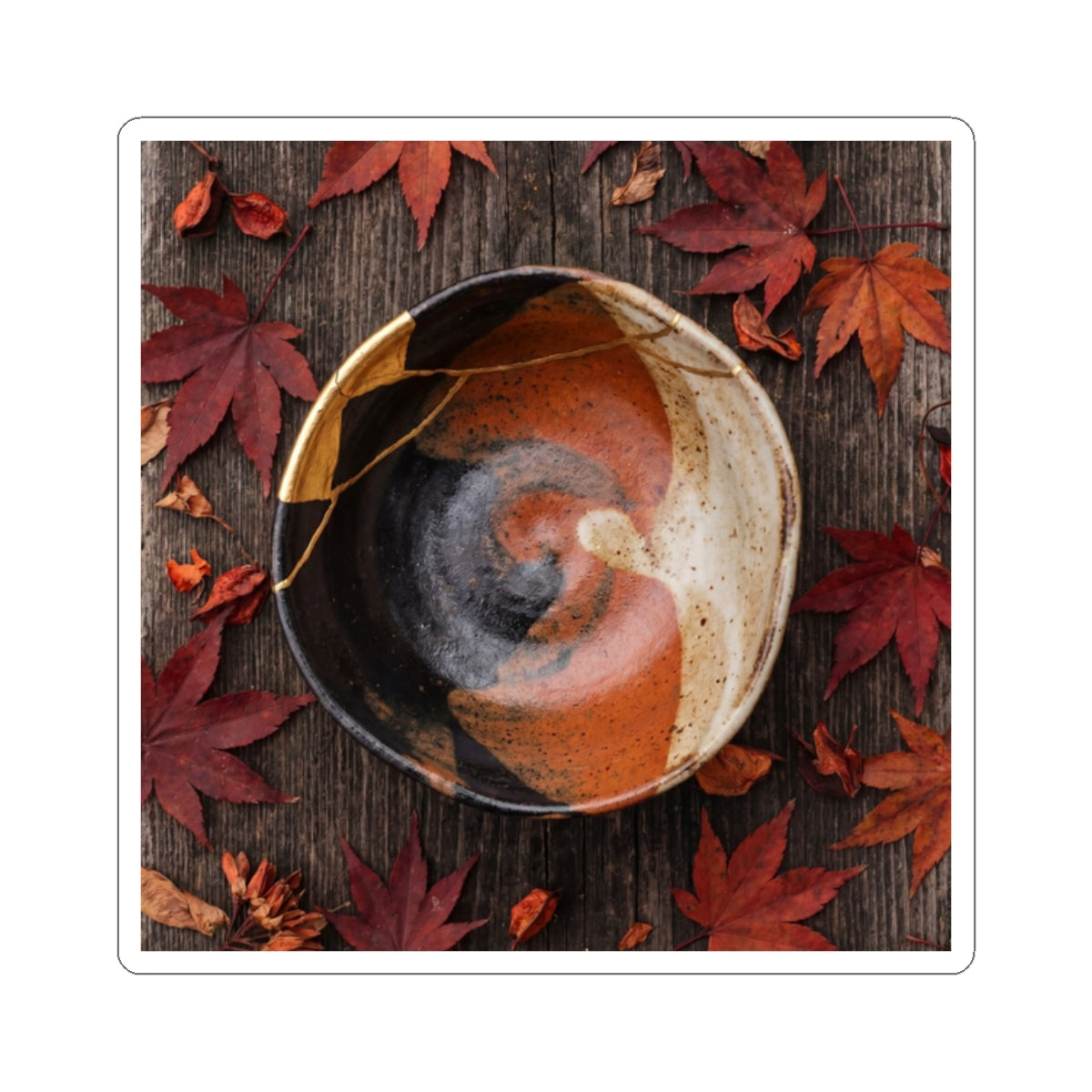 Autumn Ceramic Bowl Broken Beauty Sticker | Healing Decor