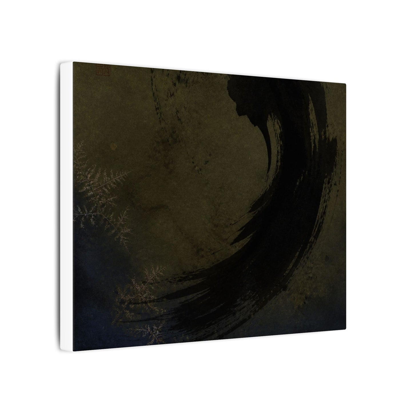 Seijaku Ink Brushstroke Canvas Art - Dark Japandi Moody Minimal