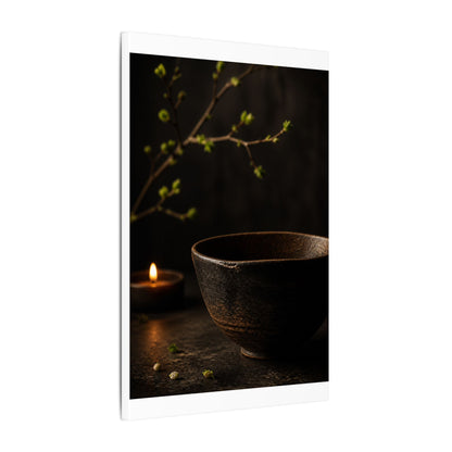 Moody Ceramic Bowl Canvas Art - Shadow Zen Dark Japandi