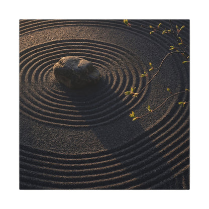 Rock Garden Shadow Zen Canvas Art | Bold Dark Japandi Art