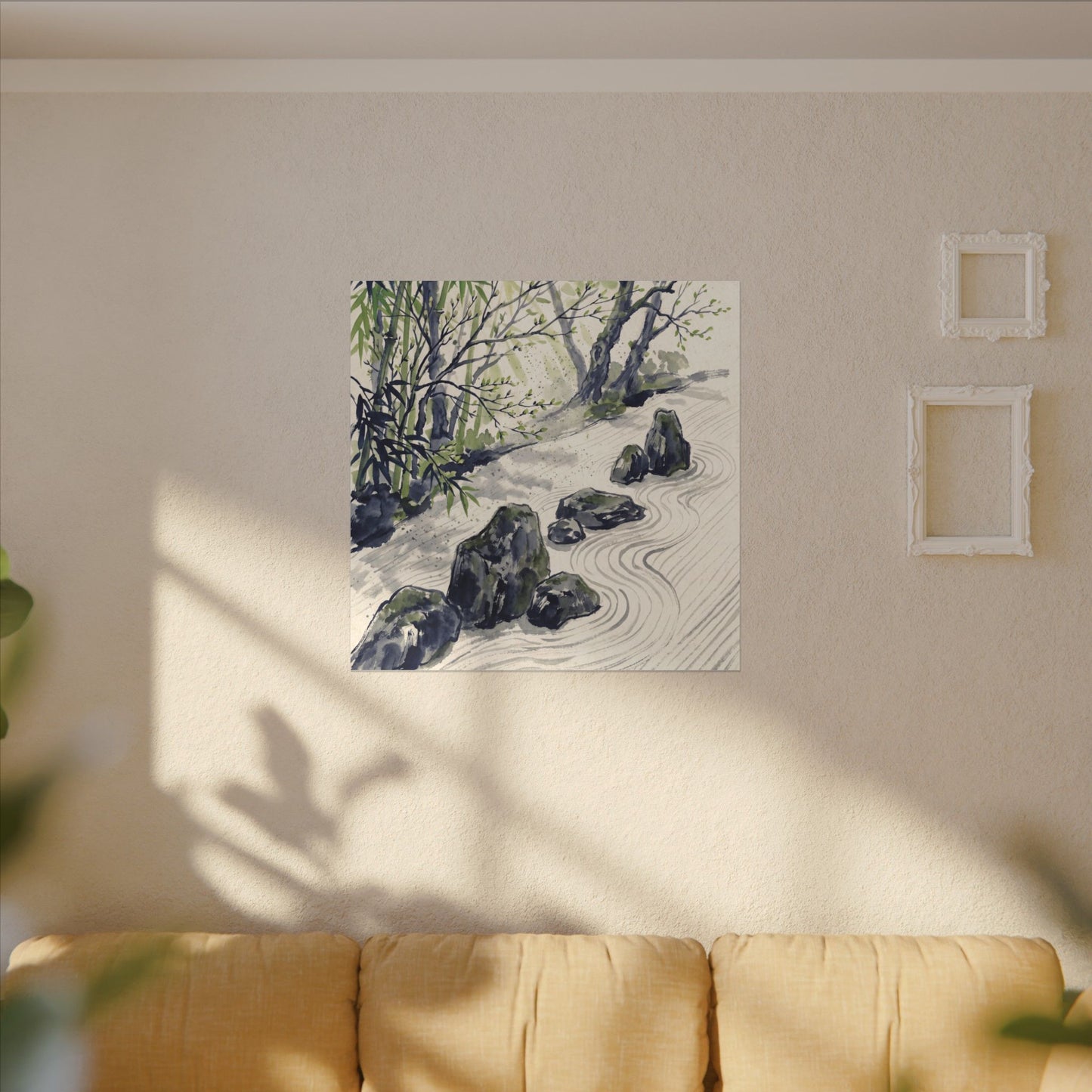 Dappled Rock Garden Canvas Art - Zen Mono No Aware