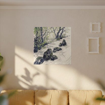 Dappled Rock Garden Canvas Art - Zen Mono No Aware