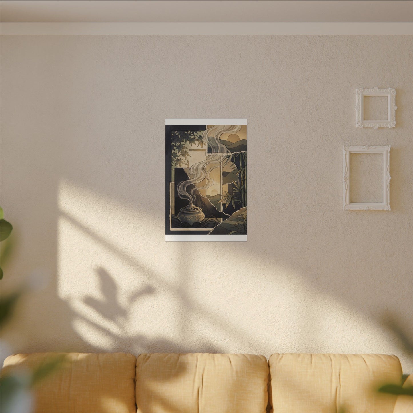 Tranquil Incense Smoke Canvas Art - Ukiyo E Inspired Zen