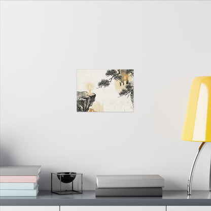 Japandi Pine Tree in Candlelight | Japanese Pattern Canvas Art