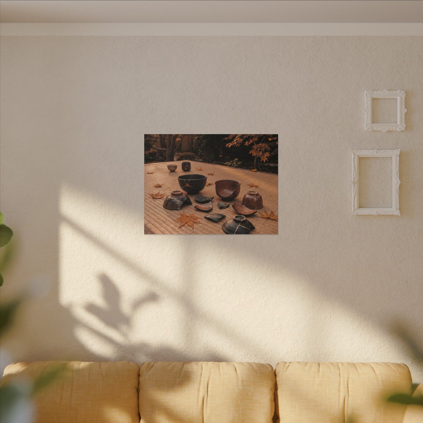 Golden Hour Tea Ceremony Canvas Art - Kintsugi Shibui