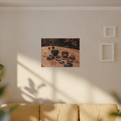 Golden Hour Tea Ceremony Canvas Art - Kintsugi Shibui