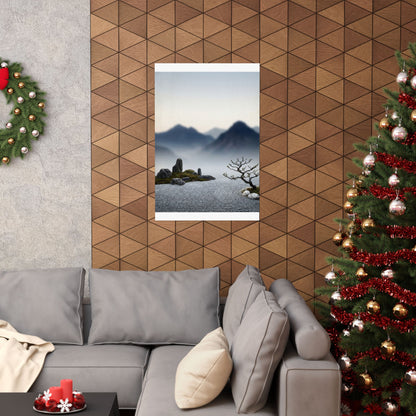 Dawn Mountain Mist Wall Art Print - Zen Shibui