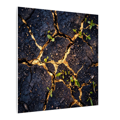 Spring Cracked Earth Crackle Gold Canvas Art | Healing Decor