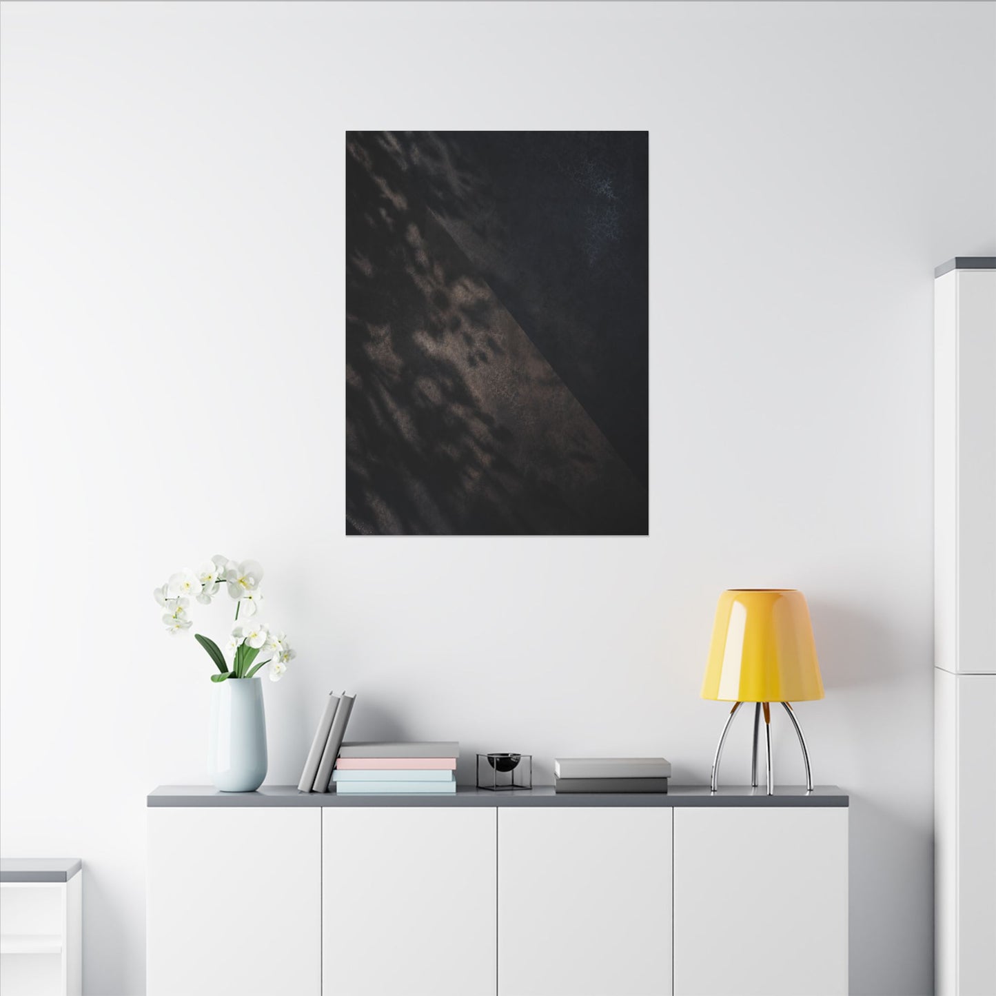 Shadow Play Winter Canvas Art | Dark Japandi Moody Design