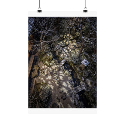Moonlit Garden Wall Art Print | Winter Japandi Japanese Pattern Art Art Print