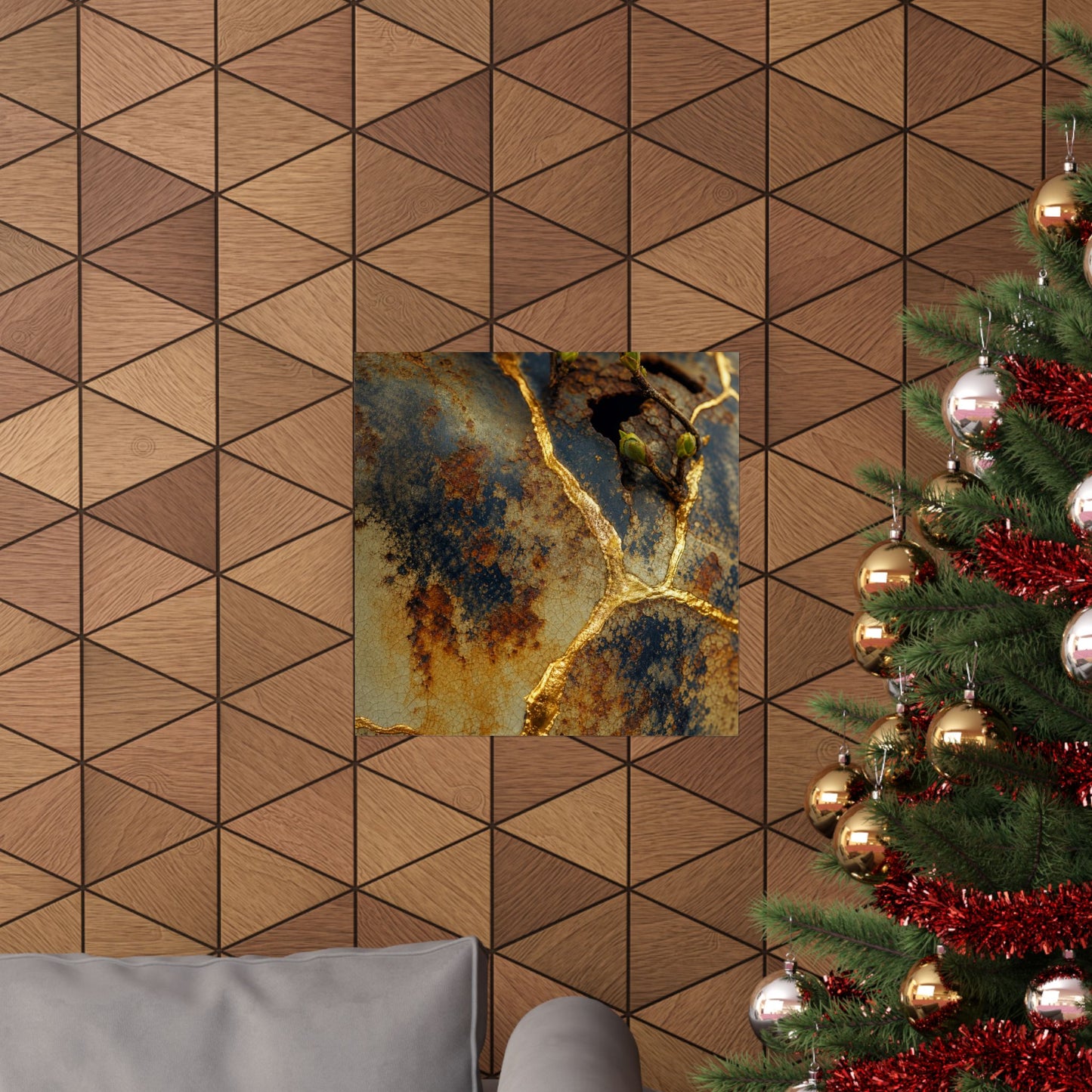 Healing Rust Patina Wall Art Print - Crackle Gold Kintsugi