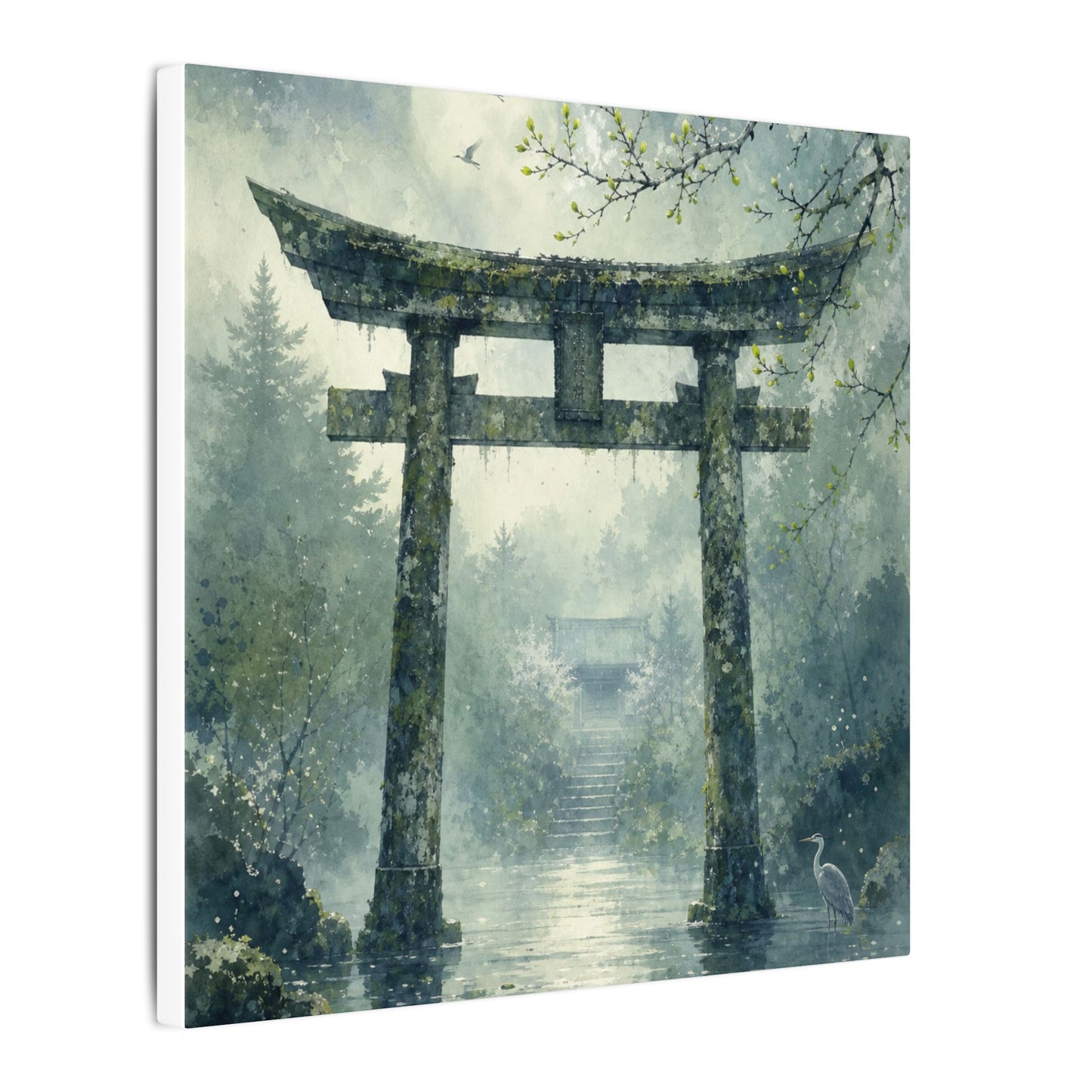 Earthy Torii Gate Canvas Art - Watercolor Japandi