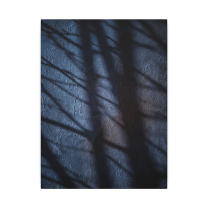 Dark Japandi Shadow Play in Moonlight | Moody Minimal Canvas Art