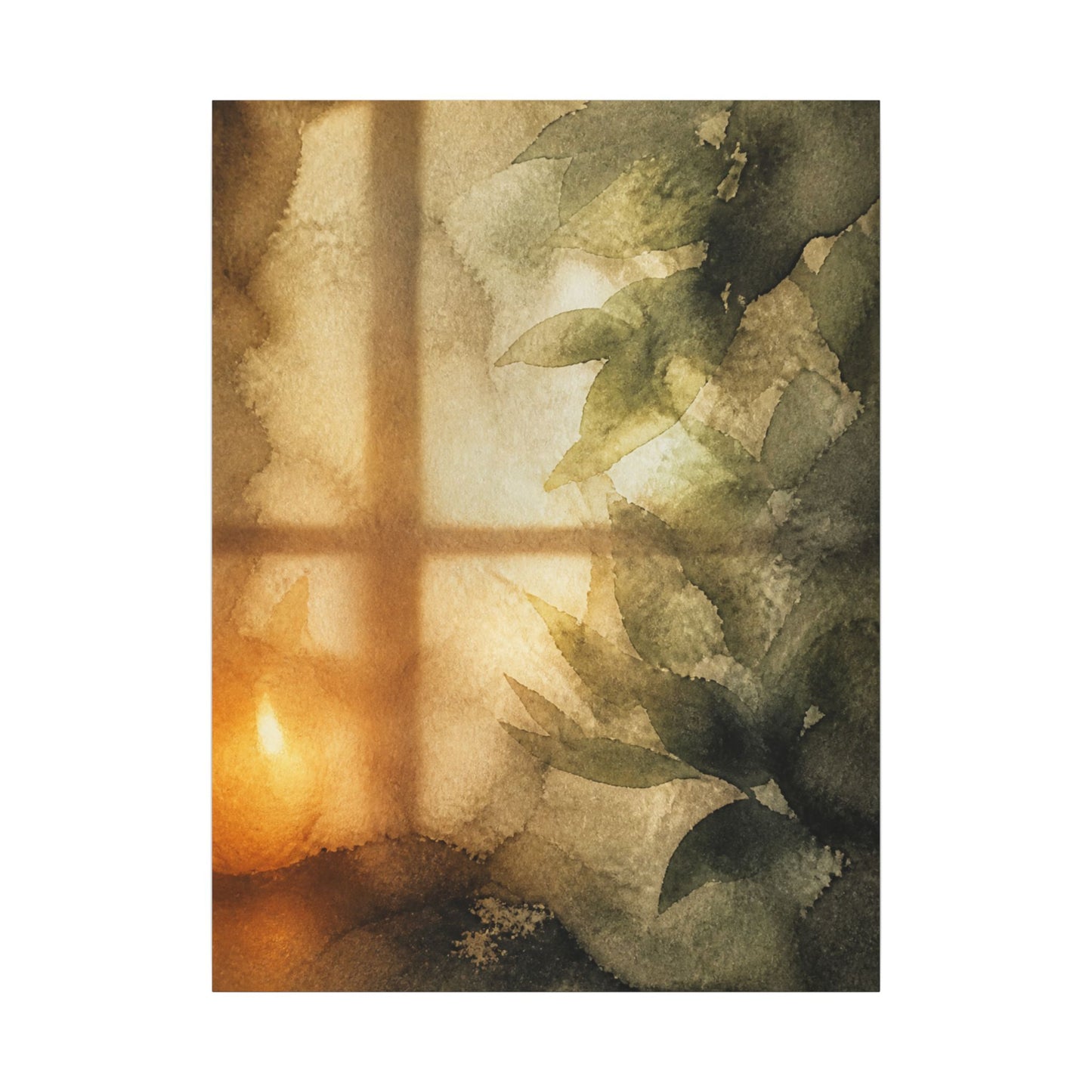 Cozy Shoji Screen Canvas Art - Watercolor Japandi