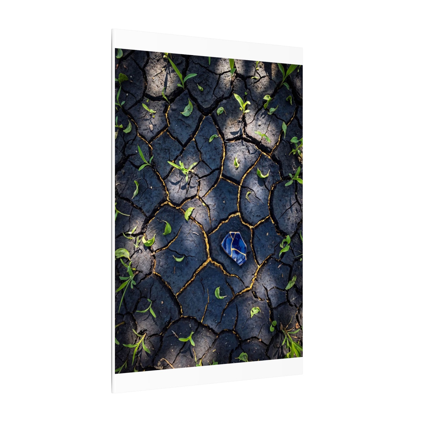 Cracked Earth Canvas Art | Spring Dark Japandi Moody Minimal Art