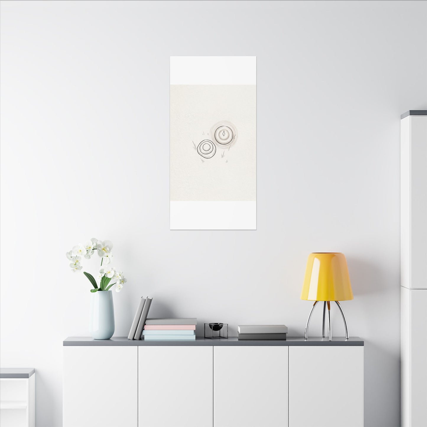 River Stones Canvas Art | Winter Japandi Minimal Line Art