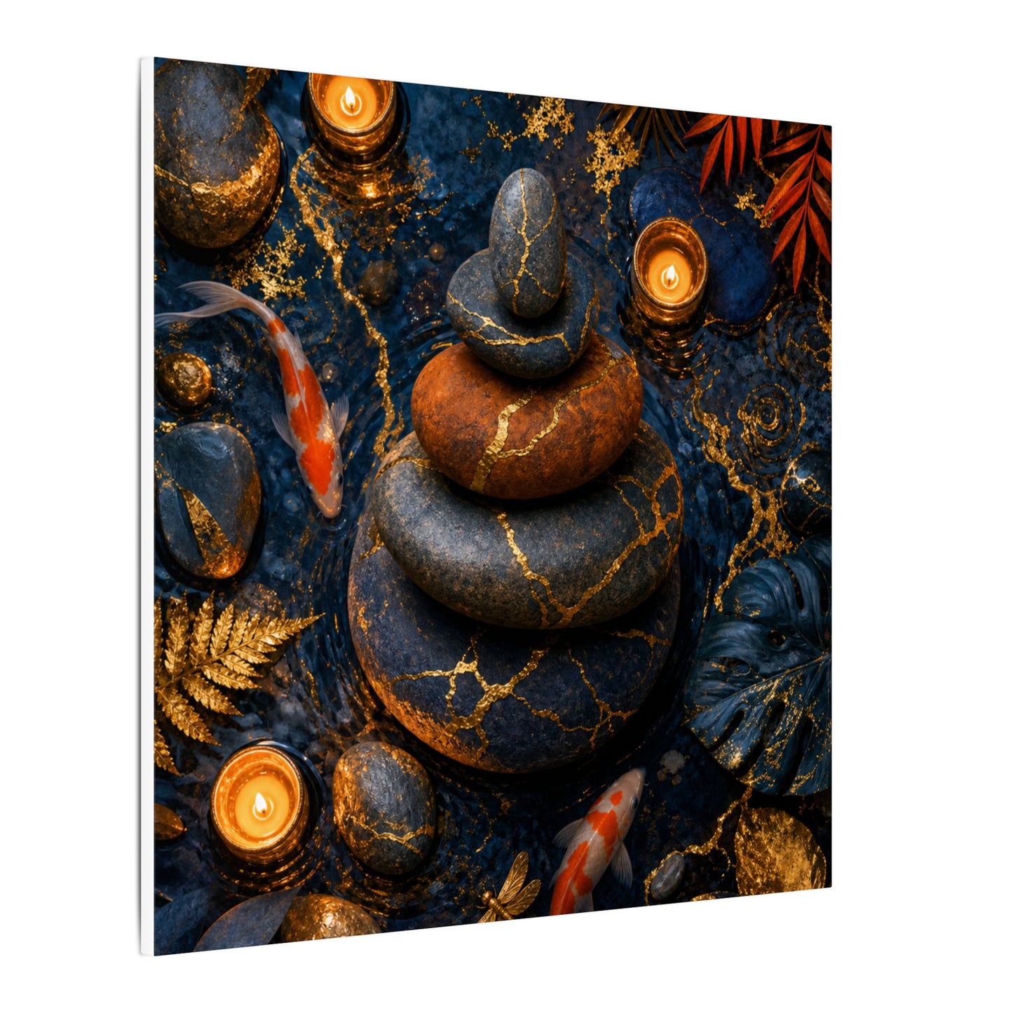 Summer River Stones Gold Vein Canvas Art | Resilient Decor