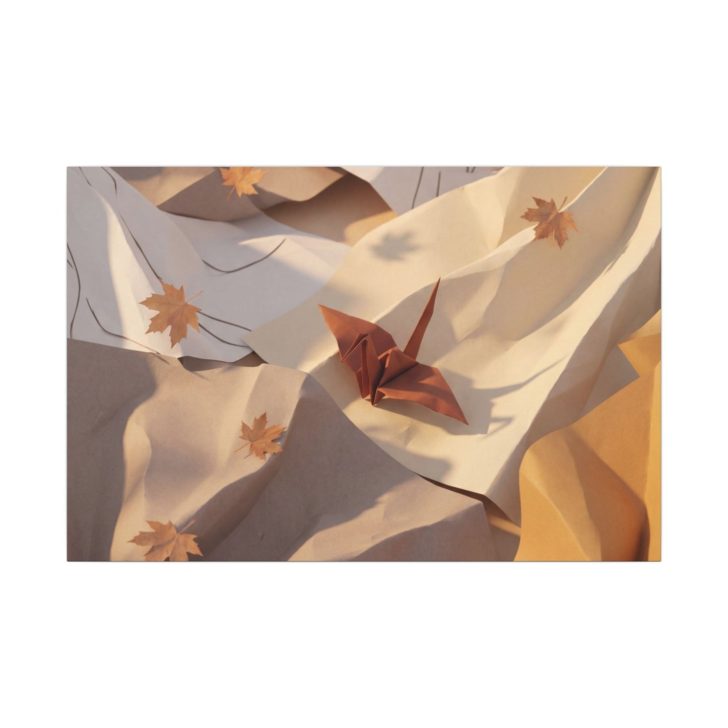 Autumn Paper Fold Minimal Line Canvas Art | Cozy Decor Art Print