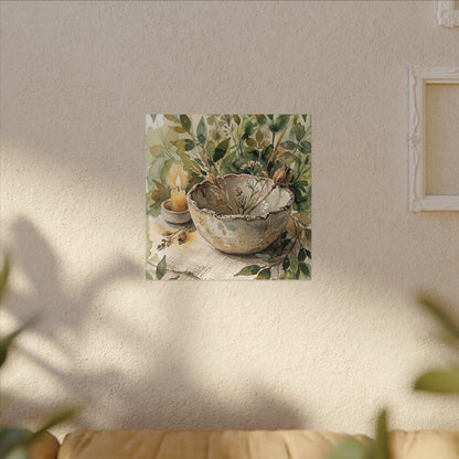 Ceramic Bowl Summer Canvas Art | Japandi Elegant Design