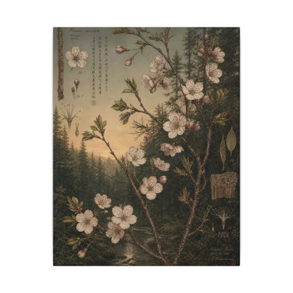 Spring Cherry Blossom Herbarium Canvas Art | Nostalgic Decor