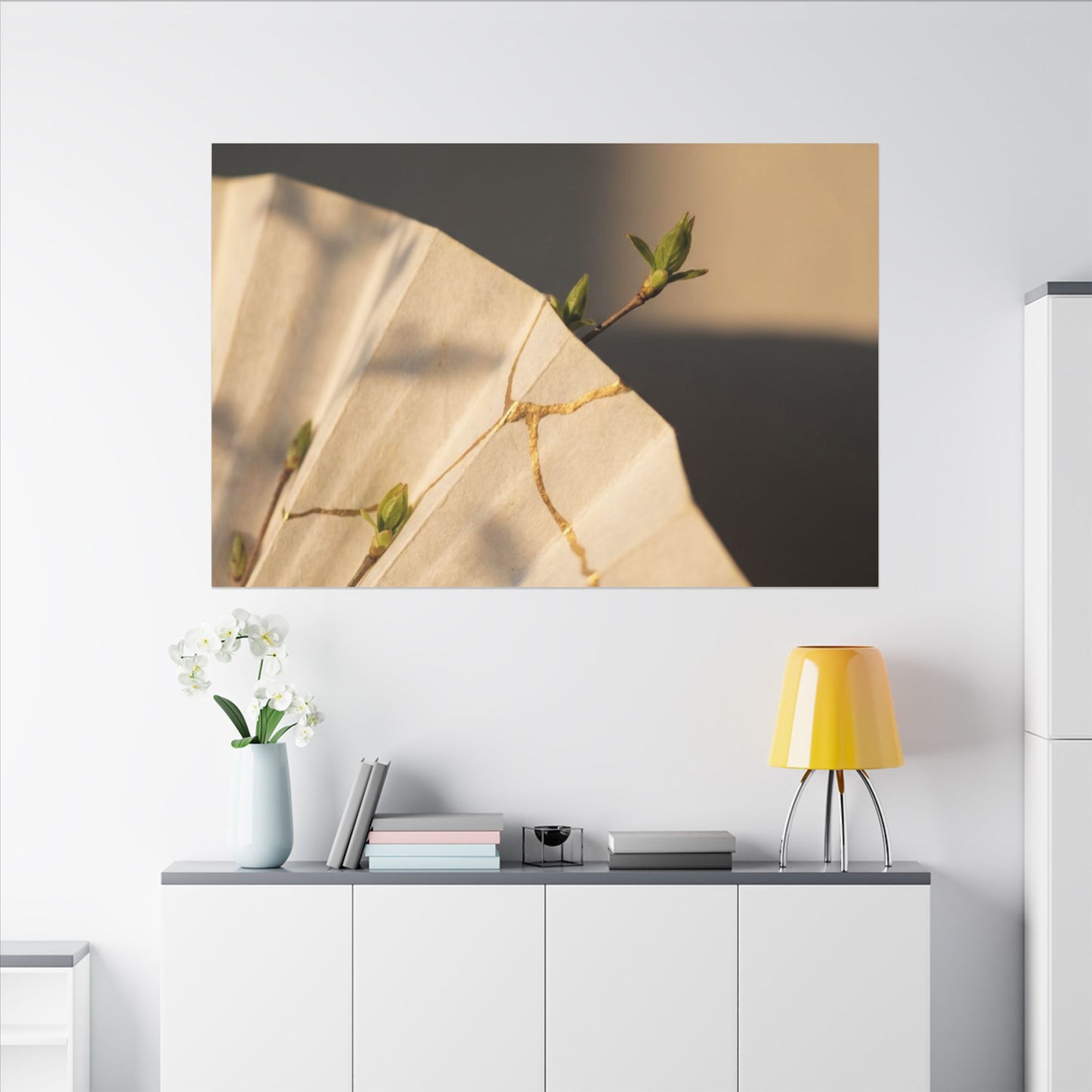 Paper Fold Gold Vein Canvas Art | Healing Kintsugi Art