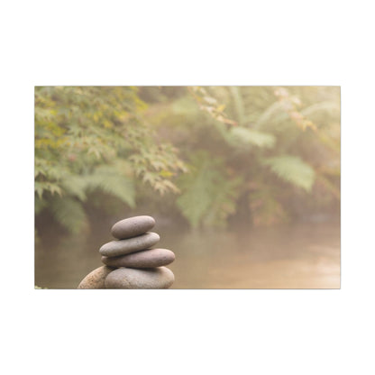 Cozy River Stones Canvas Art - Japanese Pattern Japandi