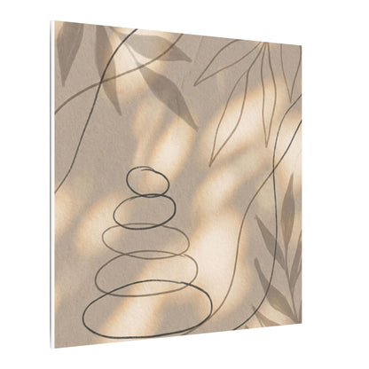 River Stones Minimal Line Canvas Art | Earthy Japandi Art