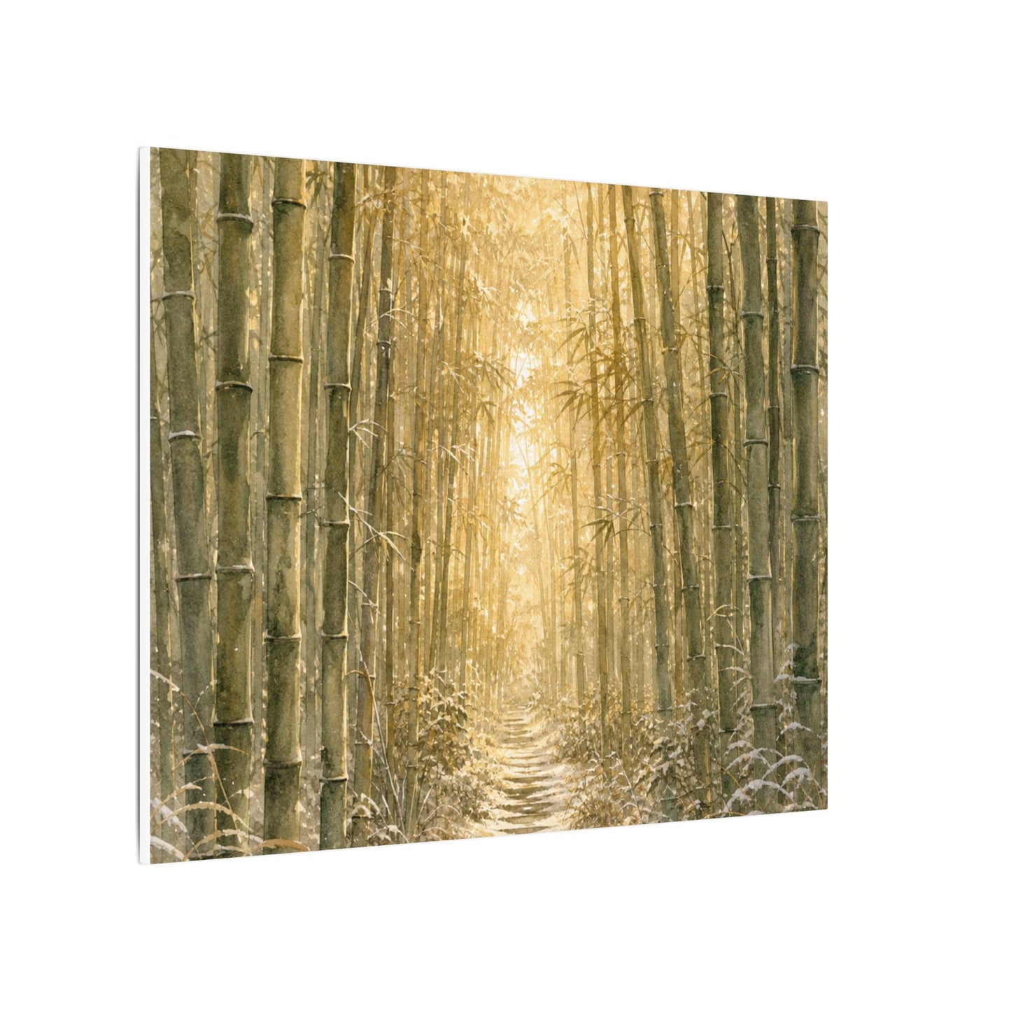 Bamboo Grove Winter Canvas Art | Japandi Elegant Design