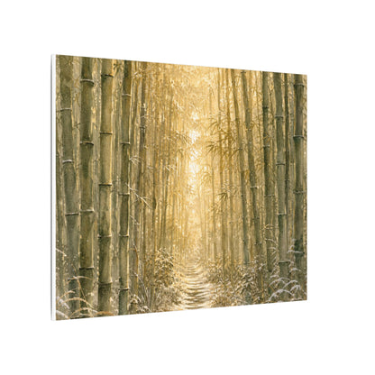 Bamboo Grove Winter Canvas Art | Japandi Elegant Design