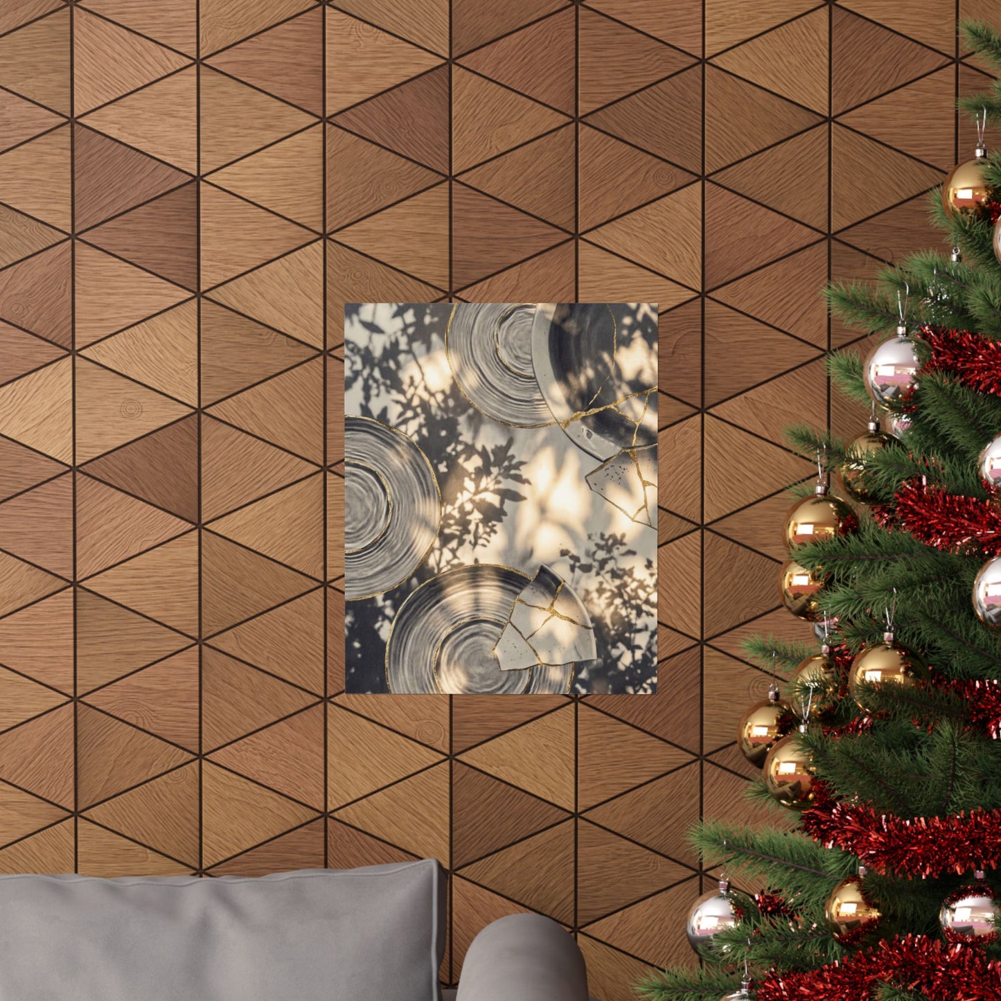 Water Ripple Wall Art Print | Summer Kintsugi Gold Vein Art
