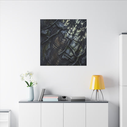 Rock Garden Canvas Art | Winter Dark Japandi Dark Texture Art