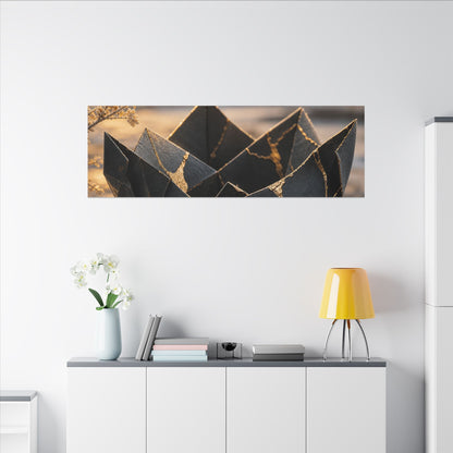 Kintsugi Paper Fold in Golden Hour | Gold Repair Canvas Art