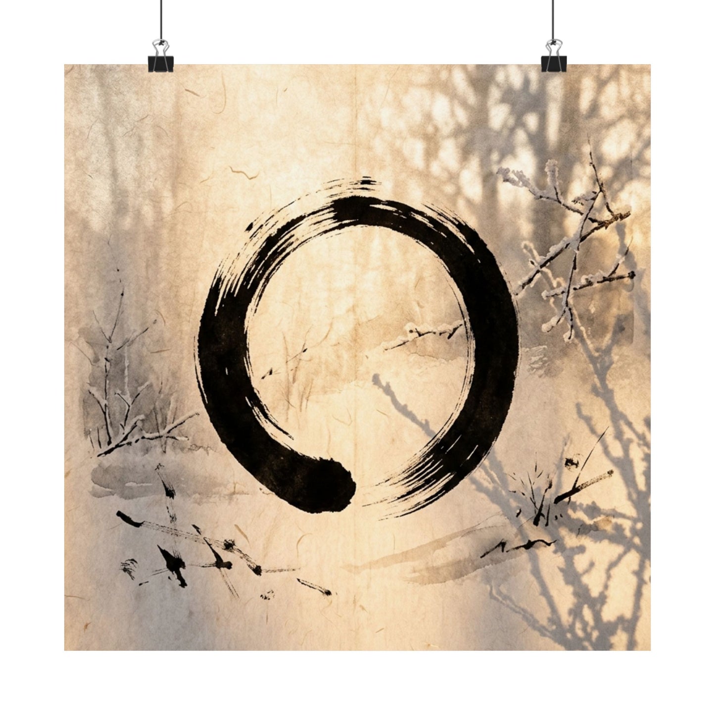 Shoji Screen Wall Art Print | Winter Zen Enso Art